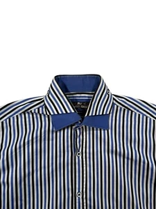 Claudio Lugli Men’s Blue Long Sleeve Striped Shirt - Size Large - Picture 1 of 12