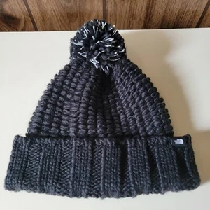 THE NORTH FACE Cozy Chunky Knit Pom Beanie Hat One Size TNF Black Warm Winter - Picture 1 of 5