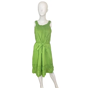 TALBOTS WOMEN'S BRIGHT GREEN COTTON SUNDRESS SZ 6 - Picture 1 of 4
