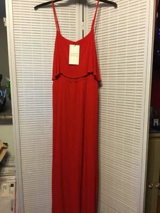 Ninexis Red Crinkled Maxi Lined Dress With Cape Like Top Adjustable Straps In 1X - Picture 1 of 4