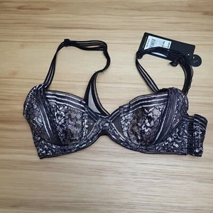 Archer Andrews Womens Black Silk Lace Adjustable Straps Demi Bra Size 32B - Picture 1 of 7