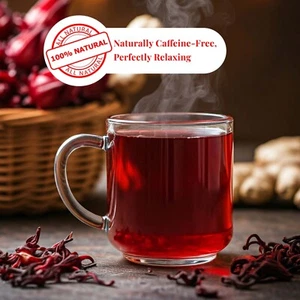 50 Hibiscus Tea Bags, Hibiscus Ginger Tea, Hibiscus Tea Blend, Detox Herbal Tea - Picture 1 of 19