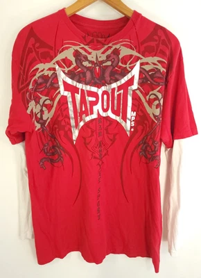 Tapout Graphic T Shirt Men's XL Red White Long Sleeve MPS MMA Double Layer Look - Image 1 of 4