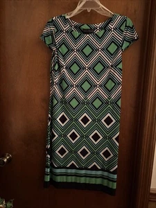 Jessica Howard Dress Women’s Size Small Geometric Print Green/Blue/White - Picture 1 of 7