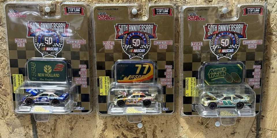 LOT OF 3 ASSORTED NASCAR DRIVERS 1998 1/64 GOLD SERIES Racing Champions Diecast - Image 1 of 4