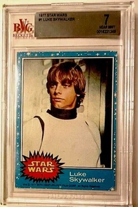 1977 Topps Star Wars Serie 1 Azul Luke Skywalker 1 BGS/BVG 7 Novato Primera Tarjeta Casi Nuevo - Imagen 1 de 2