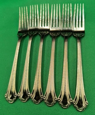 Set of 6 Pfaltzgraff MERIDIAN pattern 18/0 stainless dinner forks 7 5/8" "B" - Image 1 of 4