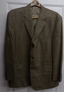 Chaps Men's Jacket Sport Coat Size 48L Beige Black Houndstooth 100% Wool Blazer - Picture 1 of 5
