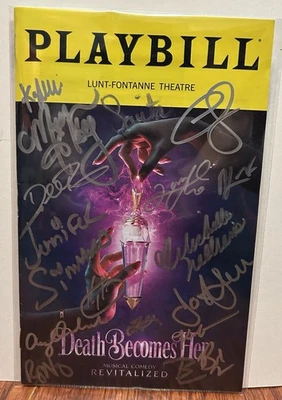 DEATH BECOMES HER CAST SIGNED PLAYBILL X17 BROADWAY CARES HILTY 2025 - Image 1 of 2