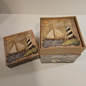 Bob's Boxes 2 Piece Nested Box Decor Set Sail RA Lang Card Company - Picture 1 of 18