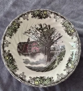 Johnson Bros Friendly Village 8.5” Serving Bowl Red Barn Tree England - Picture 1 of 3