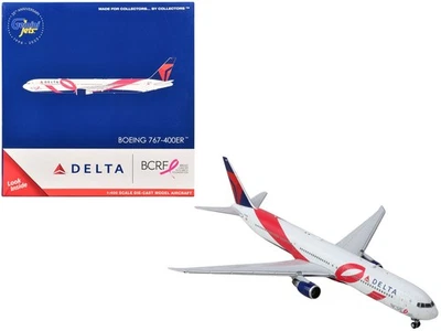 Boeing 767-400ER 2023 Delta Air Lines modelo fundido a presión 1/400 - cinta para cáncer de mama Foto 1 de 4