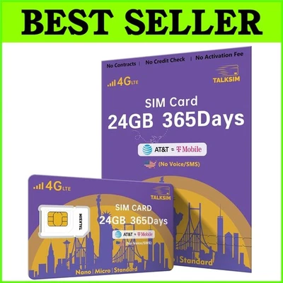 Tarjeta SIM de datos rentable de 24 GB para conectividad perfecta en cualquier lugar de EE. UU. Foto 1 de 4
