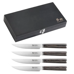 Cangshan 4-Piece Pakkawood German Stainless Steel Steak Knife Set w/Wood Box - Picture 1 of 8