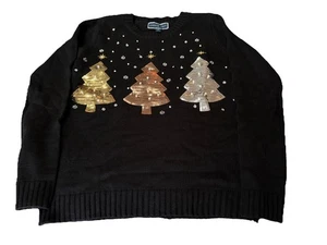 Karen Scott Ladies Christmas Sweater Sequin Trees Size XS - Picture 1 of 4