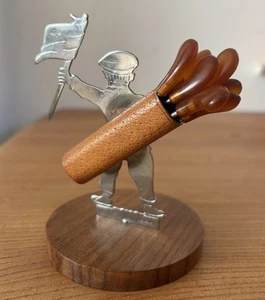 French Art Deco 1930s Bakelite Cocktail Stick Picks Set Golfer Golf Sudre Depose - Picture 1 of 8