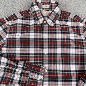 Camicia J Crew uomo media rossa verde blu a quadri Oxford abbottonata slim fit cotone - Foto 1 di 10