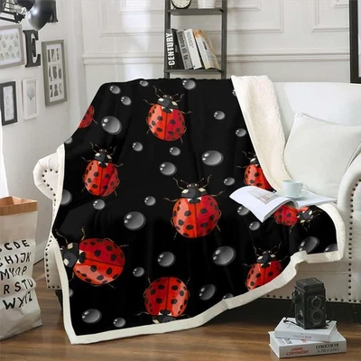 Ladybug Throw Blanket 50"x60" Red Ladybugs Bed Blanket for Kids Child,Cute La... - Image 1 of 4