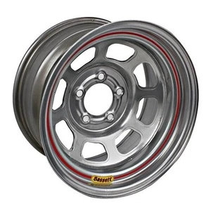 Bassett 57RN3S 15X7 DOT D-Hole 5x100 mm 3 In Bckspc Silver Wheel - Picture 1 of 4