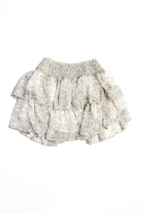 Muche Et Muchette Girls Smocked Waist Floral Print Ruffle Skirt Beige Size O/S - Picture 1 of 5