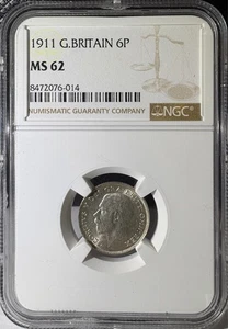 Gran Bretaña 1911 6 peniques NGS MS62 (014) - Imagen 1 de 4