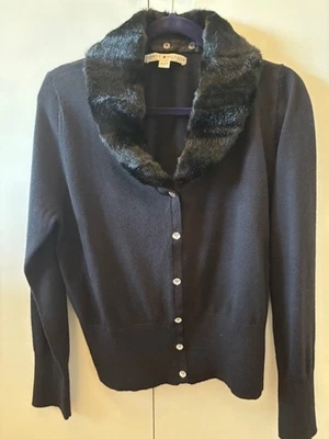 Tommy Hilfiger Mujer XL Negro 100% Lana Suéter Cuello Imitación Piel Foto 1 de 4