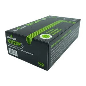 Showa 6112PF XL X-Grande biodegradable PF 4 mil negro nitrilo caja 100 - Imagen 1 de 4