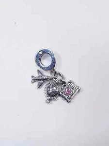 Authentic Pandora Pendant Charm, Airplane Globe and Suitcase Dangle, #799435C01 - Picture 1 of 3