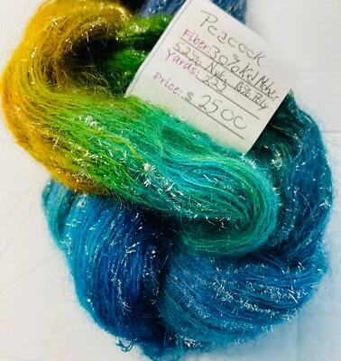 Hilo pintado a mano de fibra Goat Road color caos pavo real nuevo multi Foto 1 de 4