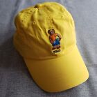 Nwt Polo Ralph Lauren Beach Ball Bear Hat 6-Panel Dad Cap Yellow Leath Strapback
