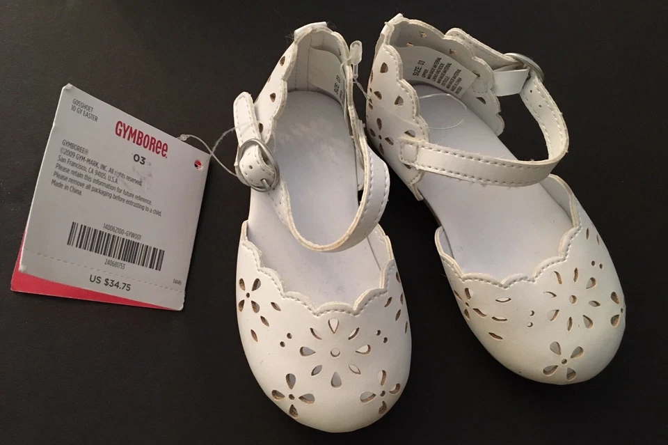 NUEVO CON ETIQUETAS Zapatos Gymboree Celebrate Primavera Blanco Ojales Imitación Cuero 03 para 6-12 Meses Foto 1 de 1