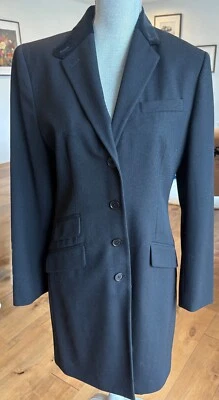 Abrigo de lana negro de colección Lauren Ralph Lauren para mujer talla 6 cuello de terciopelo EE. UU. Foto 1 de 4