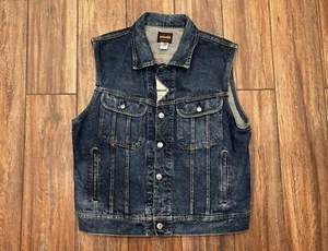 Vintage Diesel 203-P Denim Vest Jacket Worry Free Made in Italy Made L - Picture 1 of 6