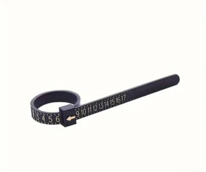 Medidor de anillo medida medidor de tamaño de dedo unisex fácil de usar reutilizable. Color negro - Imagen 1 de 4