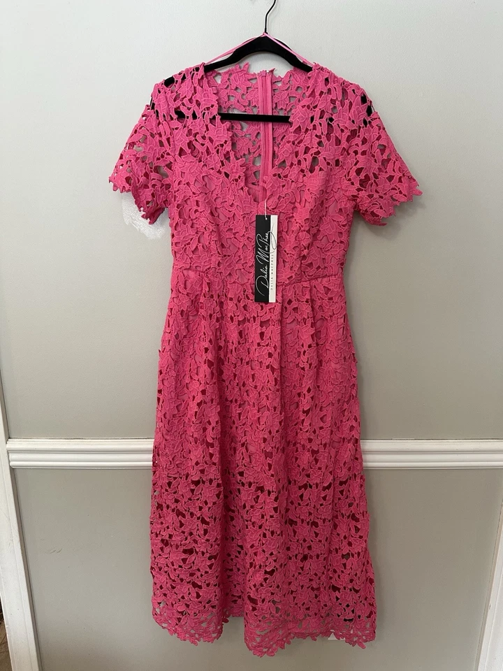 Vestido de encaje magenta para mujer Dalia Macphee talla mediana Foto 1 de 4