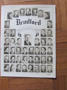 1941 BRADFORD ILLINOIS TOWNSHIP CLASSE SCUOLA SUPERIORE FOTO CARTOLINA - Foto 1 di 7