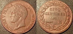 Monaco - Honoré V - 5 centimes 1837 MC petite tête KM# 95.2a - Picture 1 of 1