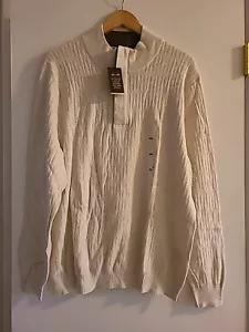 Maglione Uomo Tasso Elba Cotone Henley Off White Nuovo con etichette Taglia XXL - Foto 1 di 11