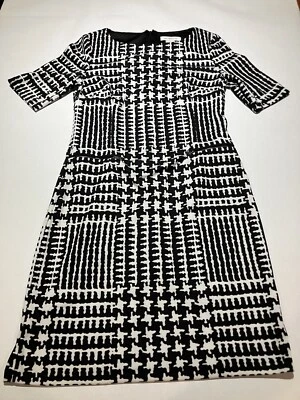 Liz Claiborne 3/4 sleeve shift dress with zip pockets size 4 black white - Image 1 of 4
