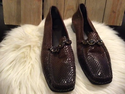 STUART WEITZMAN Made in Spain,Brown Soft Snake Print Leather  Loafers 8.5N - Image 1 of 4