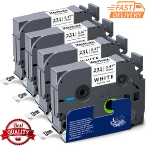 4X Compatible Brother TZ-231 P-Touch Black On White Label Tape 12mm x 8m TZe-231 - Picture 1 of 7