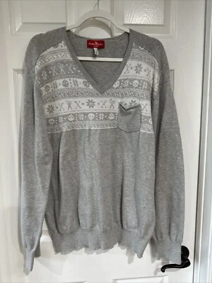 MARC ECKO CORTE Y COSTURA PARA HOMBRE LS SUÉTER ISLA JUSTA TIJERAS CALAVERA - GRIS - GRANDE - USADO EN EXCELENTE ESTADO Foto 1 de 4