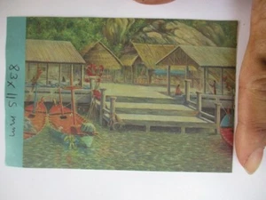 boat pier miniature picture 83x115 mm folk art print for dollhouse wall paper - Picture 1 of 1