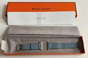 HERMES Apple Watch 45/44/42mm jasnoniebieski skórzany pasek pojedynczy wycieczka używany z pudełkiem - Zdjęcie 1 z 9