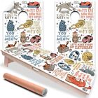 Goofy Cats Drawings Cat Lovers Cornhole Wraps Stickers Skins Wraps for Boards