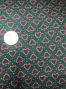 Vintage Baumwolle Urlaub Quilten Stoff Weihnachten Zuckerstange Herzen ~ 1 Yard - Bild 1 von 2
