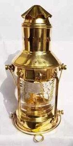 Vintage Brass Oil Lamp Maritime Ship Lantern-Anchor Boat Light Lamp Nautical - Picture 1 of 4