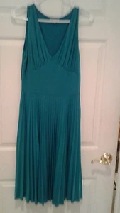 RUBY pleated dress size Large elegant stretchy classy!!! Teal Turquoise . EUC - Picture 1 of 5