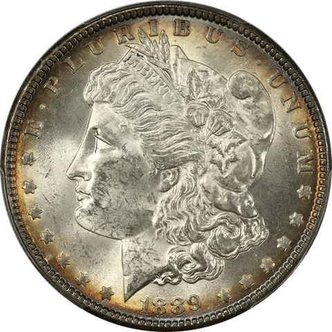 1889 Morgan Silver Dollar S$1, PCGS MS 63 Cover