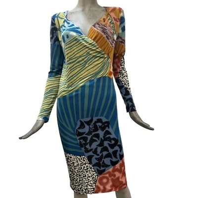 VINTAGE Missoni Vestito Seta Donna Multicolore Maglina Silk Woman Dress Tg 44 - Immagine 1 di 4